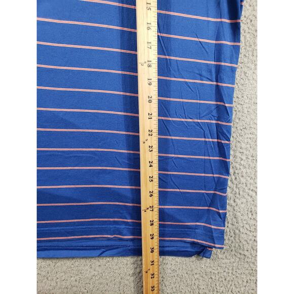Peter Millar Shirt Men's Large Blue Orange Striped Golf Polo Short Sleeve - Picture 5 of 9